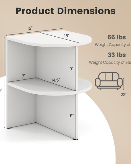 Giantex 2-Tier Half Moon Sofa Side Tables