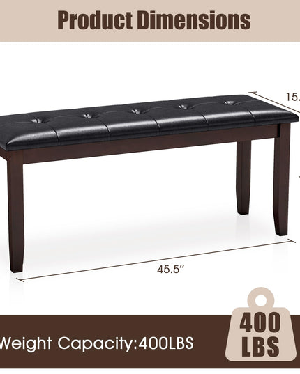Giantex Button-Tufted Dining Bench, 45.5” PU Leather Upholstered Bench w/Loads 400 Lbs
