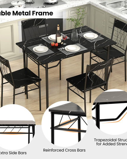 Giantex Dining Table Set for 4, 5-Piece Breakfast Nook with Kitchen Table, 4 Dining Chairs