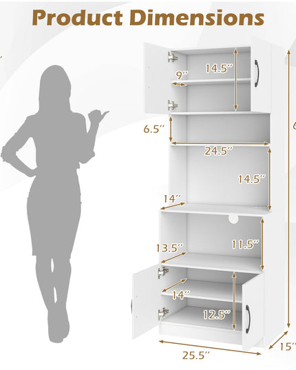 Giantex 66" Tall Farmhouse Kitchen Pantry Cabinet with Charging Station