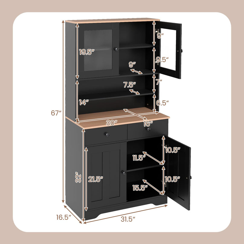Giantex 67" Kitchen Pantry Cabinet for Dining Room