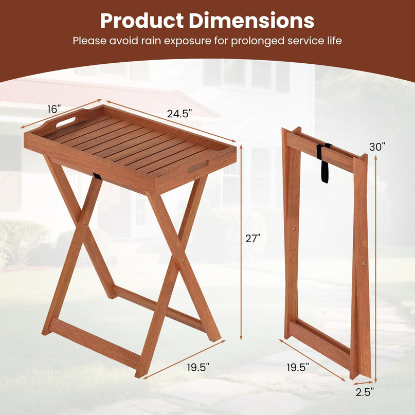 Giantex Outdoor Side Table with Removable Tray Top