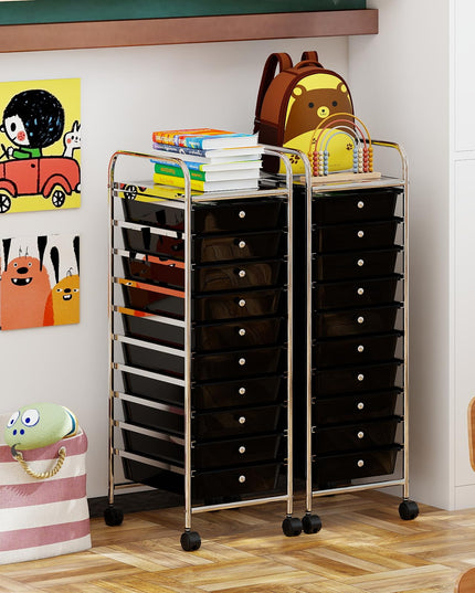 Giantex Rolling Storage Cart with 10 Drawers Utility Cart with Tabletop