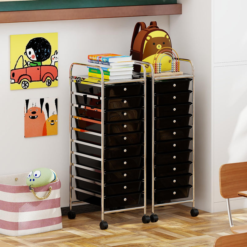 Giantex Rolling Storage Cart with 10 Drawers Utility Cart with Tabletop