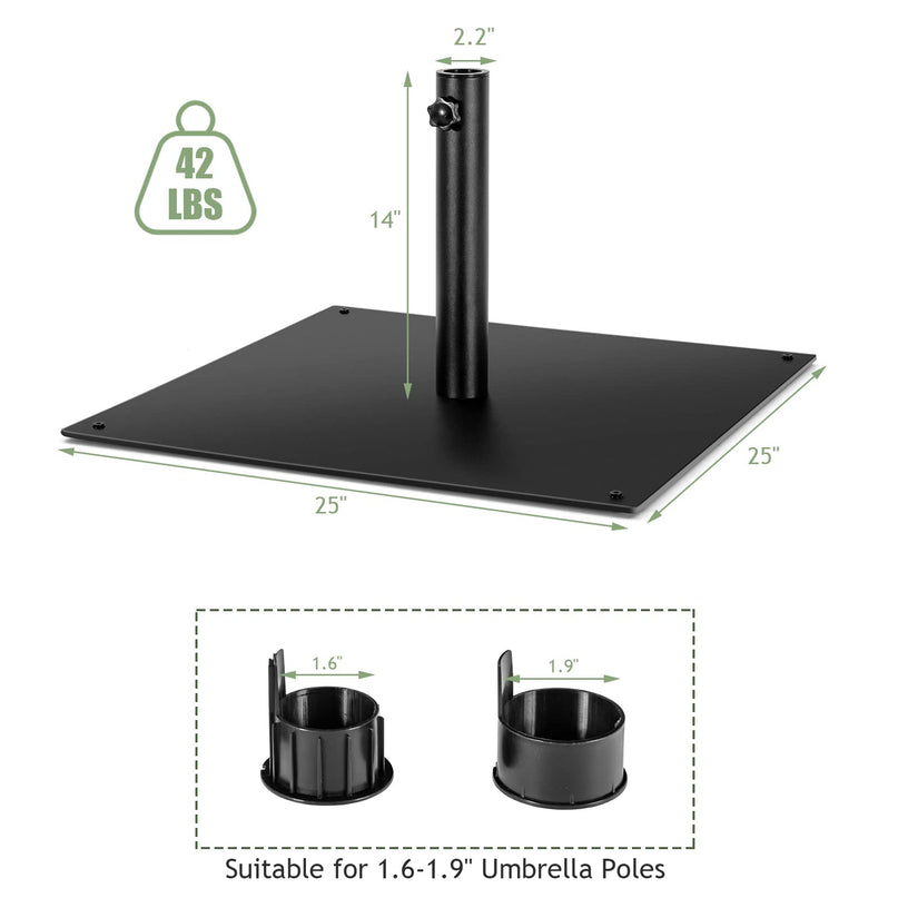42lbs Patio Umbrella Base, Suitable for 1.6''-1.9'' Umbrella Poles