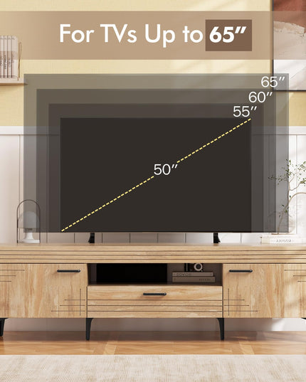 Giantex TV Stand for TV up to 65 Inches, Mid Century Modern Entertainment Center with 2 Cabinets