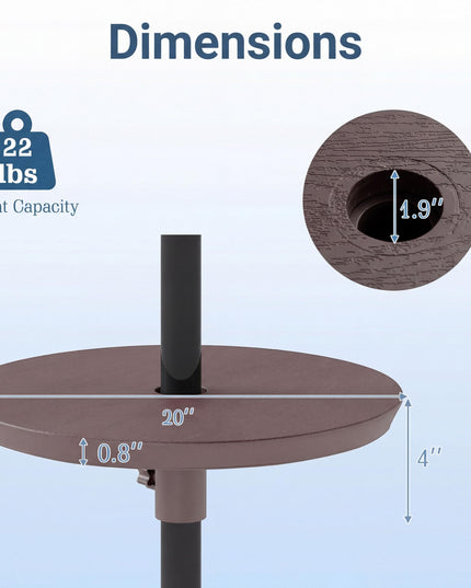 Giantex Umbrella Pole Table Tray - 20" Outdoor Side Table