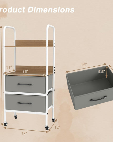 Giantex Utility Rolling Cart with Foldable Fabric Drawers