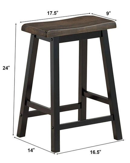 Giantex Set of 2 Saddle Seat Stools, Wood Vintage Counter Height Chairs