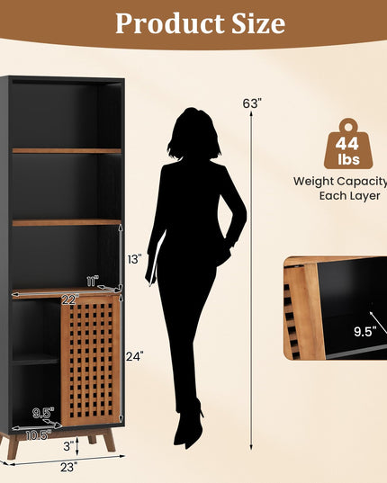 Giantex 70" Bookcase with Sliding Doors for Living Room