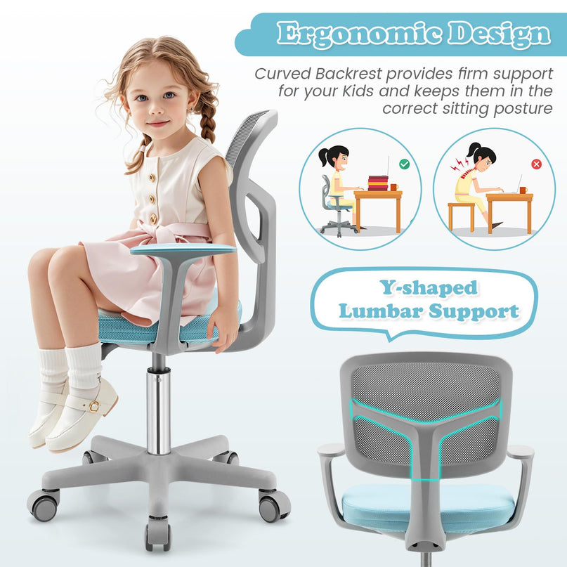 Giantex Adjustable Desk Chair with Auto Brake Casters for Kids