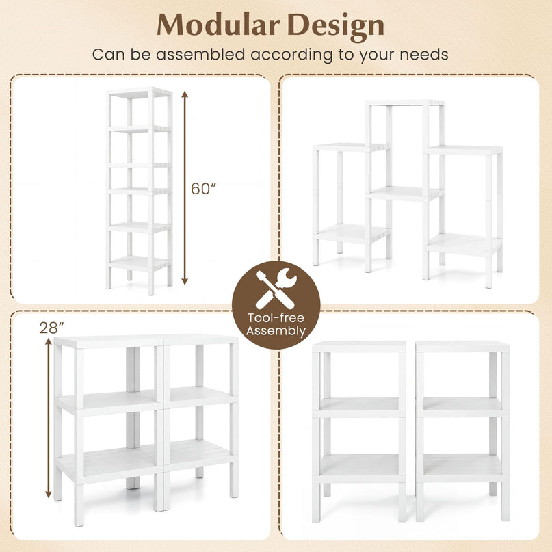 Giantex 6-Tier Plastic Modular Storage Shelves | Open Display Utility Shelving Unit