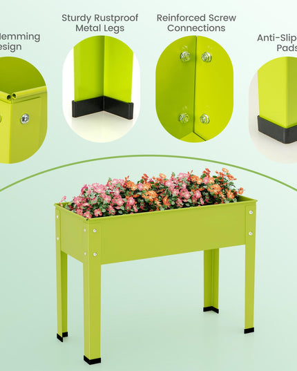 Giantex Raised Garden Bed, Metal Planter Box with Legs, Drain Hole, Outdoor Indoor Elevated Garden Box