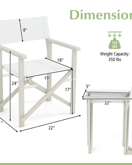 Giantex Set  Folding Director Chairs, Lightweight Patio Camping Chair with Acacia Wood Frame & Oxford Fabric Seat