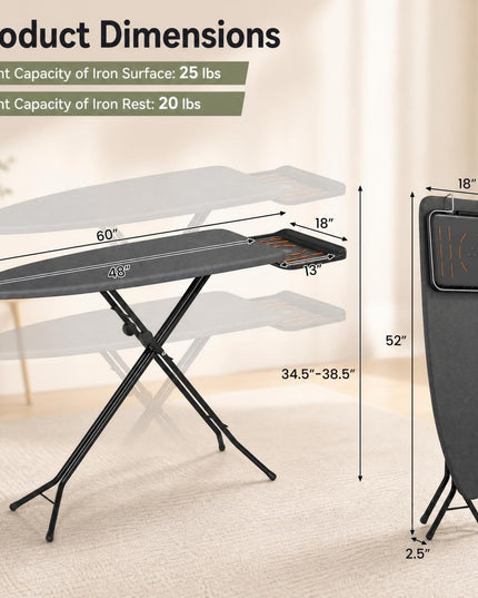 GIANTEX Full Size Foldable Ironing Board with Iron Rest for Laundry Room