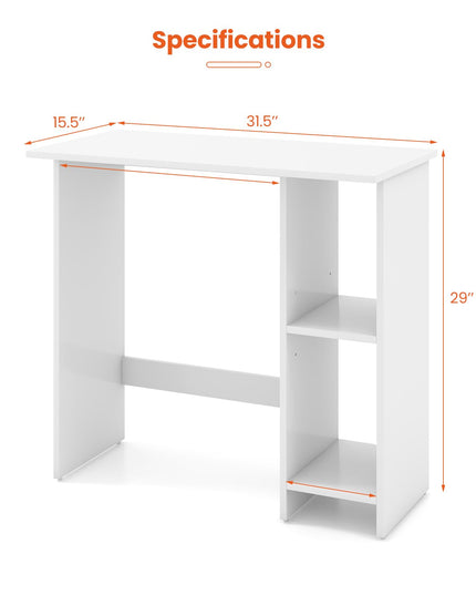 Giantex Small Desk, Compact Study Writing Desk with 3-Position Adjustable Shelf, Anti-Toppling Kit