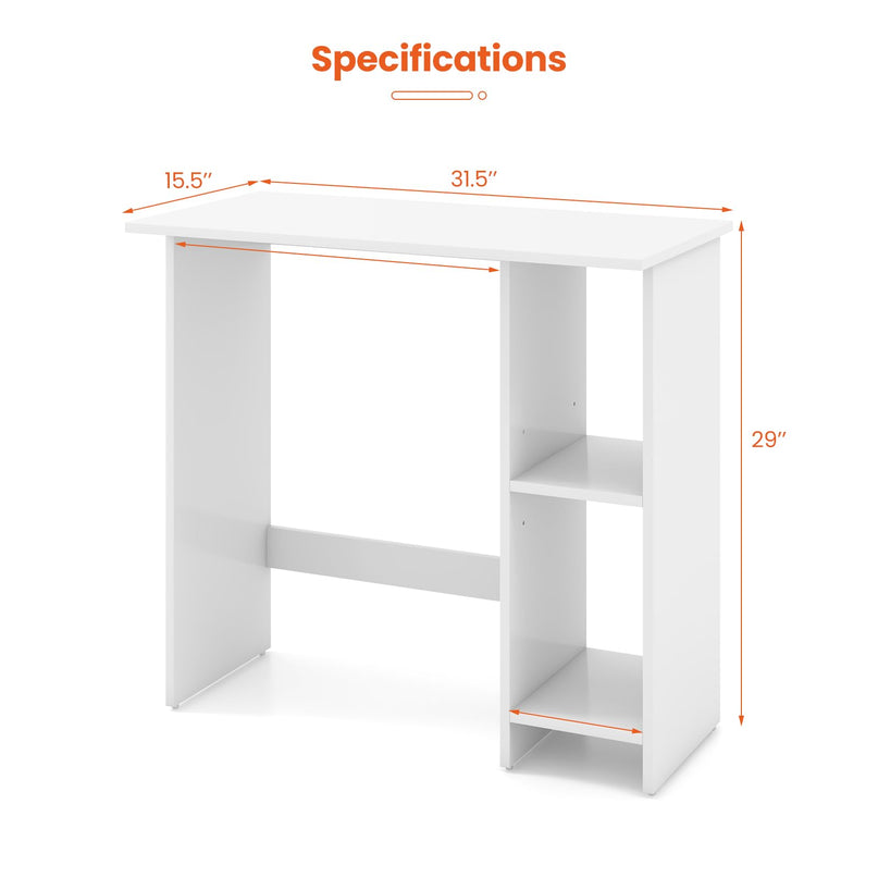 Giantex Small Desk, Compact Study Writing Desk with 3-Position Adjustable Shelf, Anti-Toppling Kit
