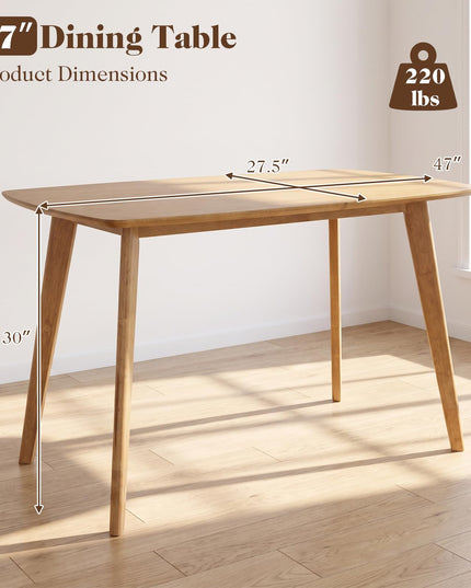 GIANTEX 47" Solid Wood Rectangular Dining Table w/Round Edges