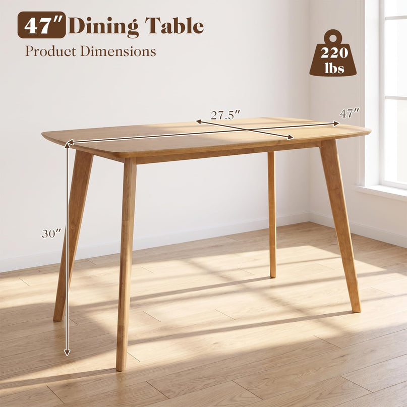 GIANTEX 47" Solid Wood Rectangular Dining Table w/Round Edges
