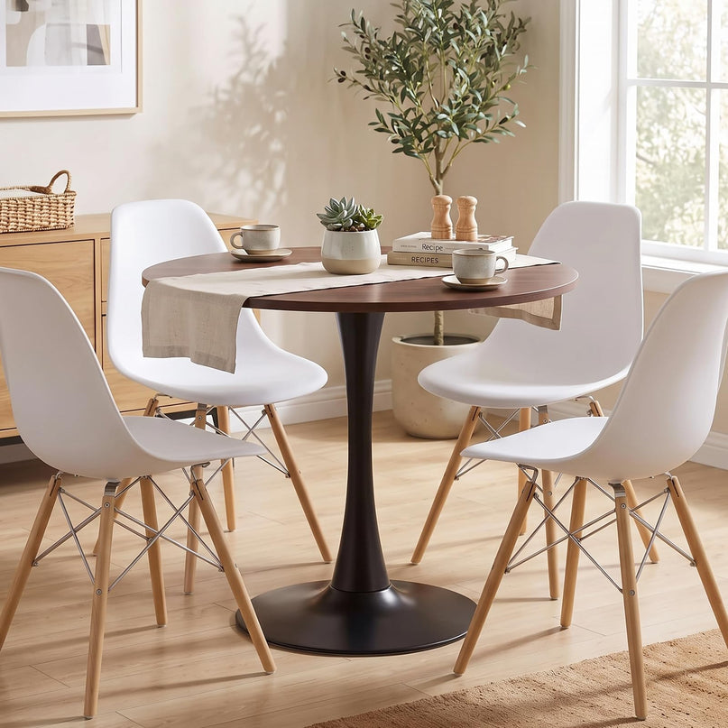 GIANTEX 31.5" Round Dining Table w/Thickened Tabletop & Metal Pedestal