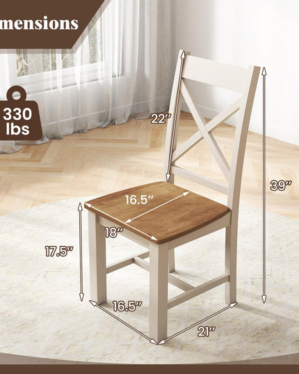 Giantex Wooden Dining Chairs Set, Farmhouse Kitchen Chairs with High Cross Back, Rubber Wood Frame