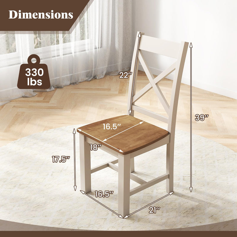 Giantex Wooden Dining Chairs Set, Farmhouse Kitchen Chairs with High Cross Back, Rubber Wood Frame