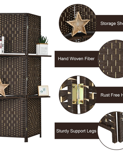 Giantex 6Ft 6 Panel Room Divider with Shelves