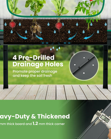 Giantex 3-in-1 Raised Garden Bed with Greenhouse Cover & Trellis Rope,  46”x23.5”x59” Raised Bed for Flower Herb Vegetable