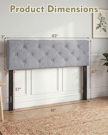 Giantex Linen Upholstered Headboard with Wood Support Legs