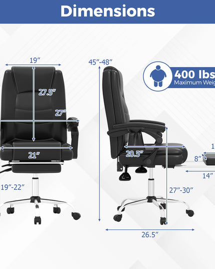 Giantex Massage Adjustable Executive Chair - 400 LBS Big and Tall Office Chair with Linkage Armrests