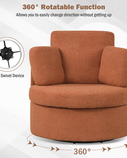 Fauteuil pivotant Giantex 360° avec pouf de rangement demi-lune