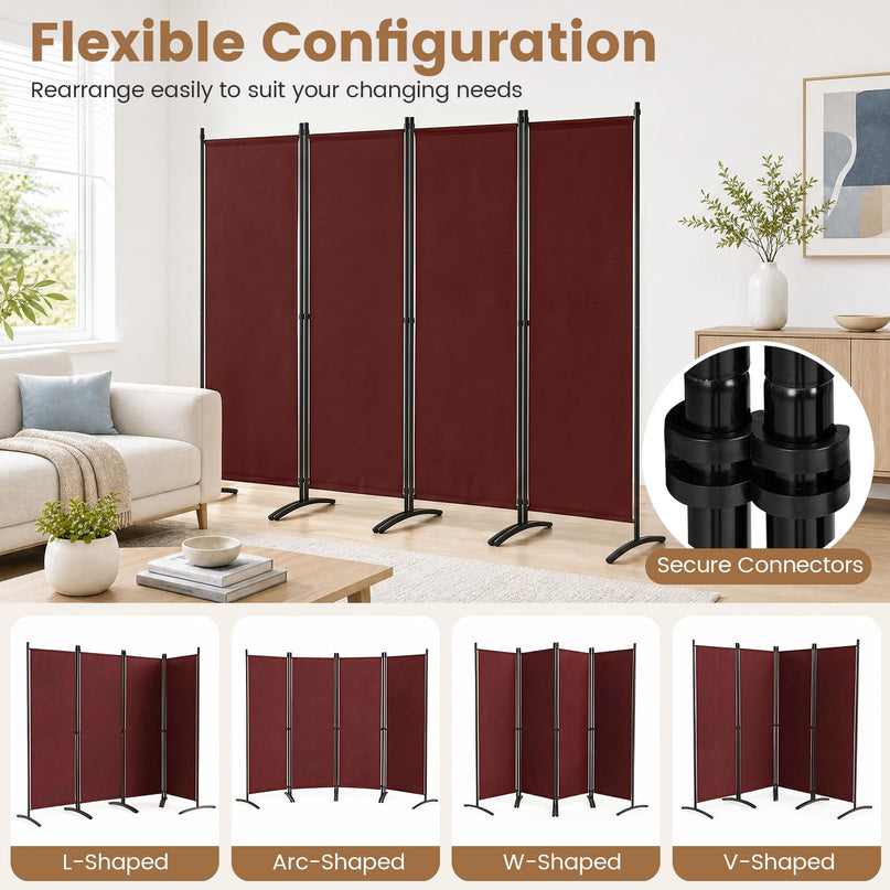 Giantex 4 Panel Room Divider, 5.6Ft Folding Screen, Home Office Freestanding Tall Partition