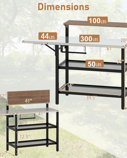 Giantex Outdoor Bar Table with Flip-Up Top & Foldable Side Table
