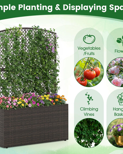 Jardinière haute en rotin PE Giantex 58"/49" avec doublure et drainage