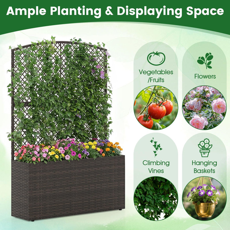 Jardinière haute en rotin PE Giantex 58"/49" avec doublure et drainage
