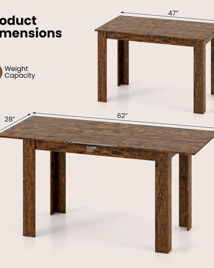Giantex Table de Salle à Manger Extensible 119-157 cm pour 4-8 Personnes, Table de Ferme