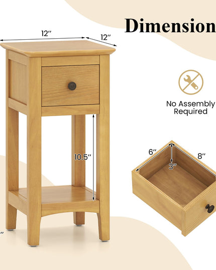 Giantex 23.5" H Side Table w/Open Storage Shelf & Solid Wood Frame No Assembly Needed