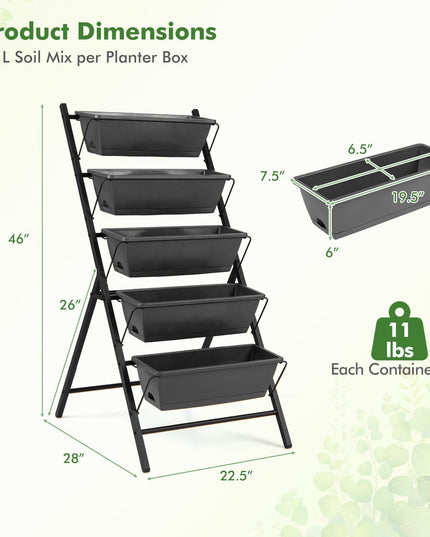 Giantex 5-Tier Vertical Garden Planter w/Drainage System & Removable Tray (1/2)