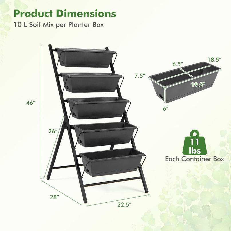 Giantex 5-Tier Vertical Garden Planter w/Drainage System & Removable Tray (1/2)
