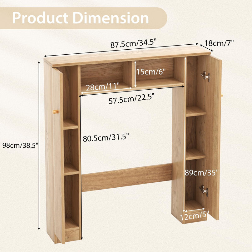 Giantex Over The Toilet Storage Cabinet, Double Door Freestanding Bathroom Organizer
