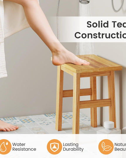 Giantex Solid Teak Shower Bench Stool for Bathroom