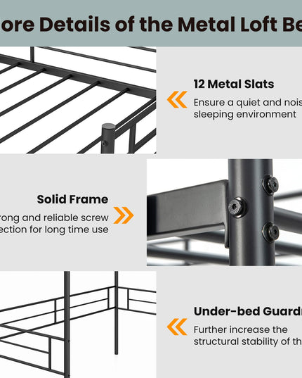 Metal Loft Bed Twin Size - Giantex