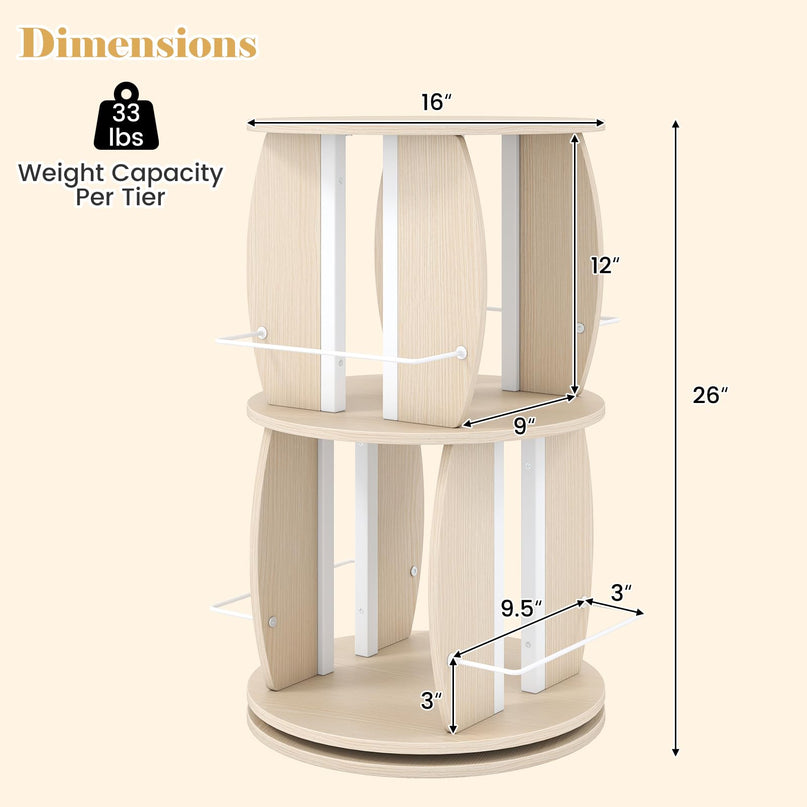 GIANTEX 2/4-Tier 360° Rotating Round Bookshelf Tower