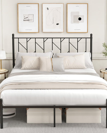 Giantex Metal Bed Frame with Victorian Style Headboard