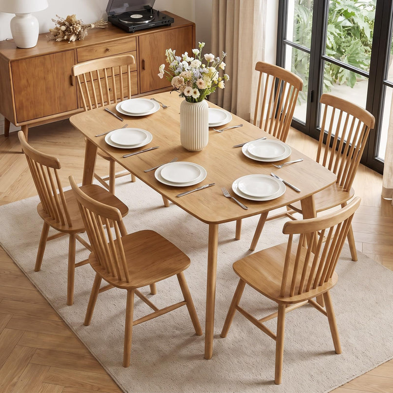 Giantex 55" Solid Wood Rectangular Dining Table for 4-6 (55" x 27.5" x 30")
