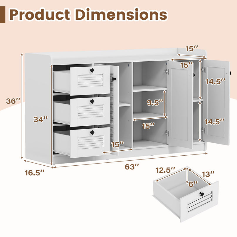 Giantex 63'' Buffet Cabinet with Storage for Living Room