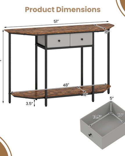 Giantex 51" Console Table with 2 Drawers with Open Storage Shelf