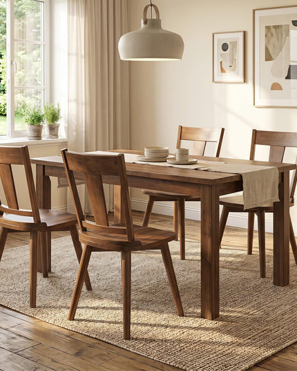 GIANTEX Solid Wood Dining Chairs Set of 2/4 w/Hollowed Backrest