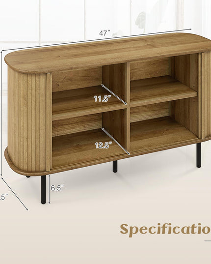 Giantex Kitchen Storage Cabinet, 47” Buffet Cabinet with Storage, Wooden Sideboard w/ 2 Sliding Tambour Doors