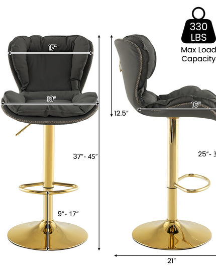 Giantex Adjustable Bar Stool Set of 2, PU Leather Bar Chairs with Padded Seat
